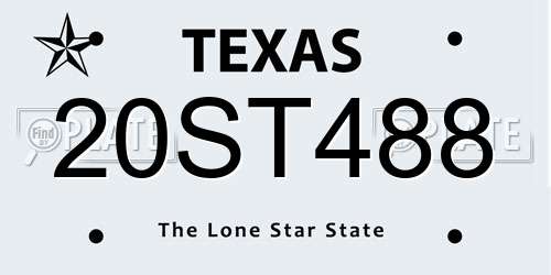 20ST488 Texas License Plate