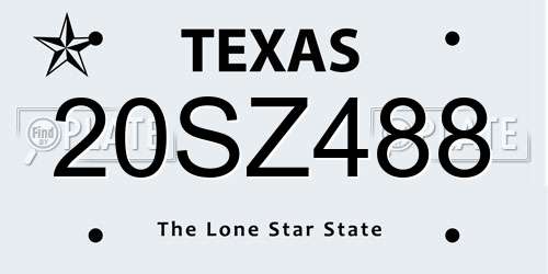 20SZ488 Texas License Plate