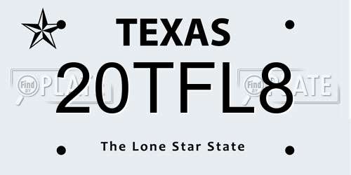 20TFL8 Texas License Plate