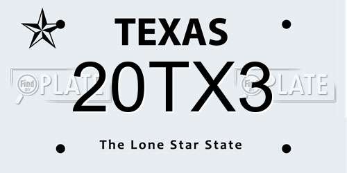 20TX3 Texas License Plate