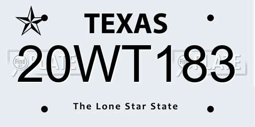 20WT183 Texas License Plate