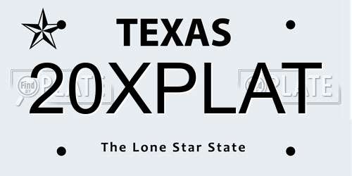 20XPLAT Texas License Plate