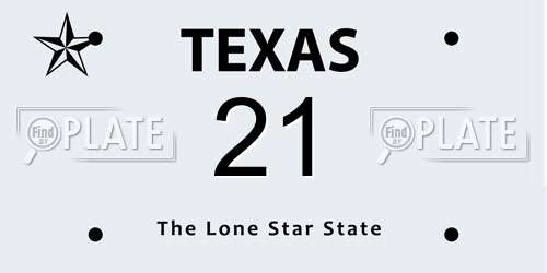 21 Texas License Plate
