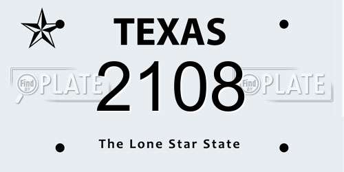 2108 Texas License Plate