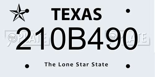 210B490 Texas License Plate