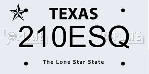 210ESQ Texas License Plate