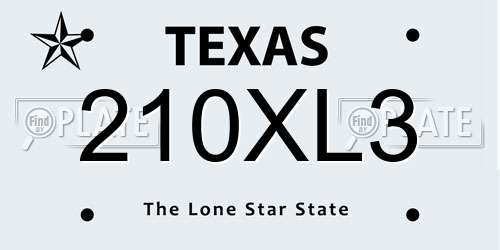 210XL3 Texas License Plate