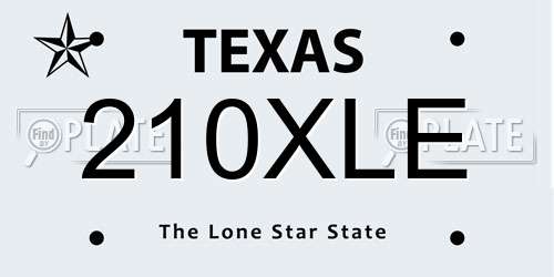 210XLE Texas License Plate