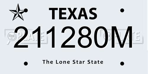 211280M Texas License Plate