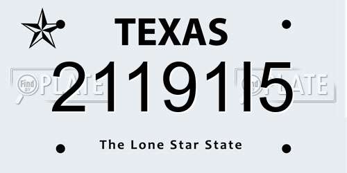 21191I5 Texas License Plate