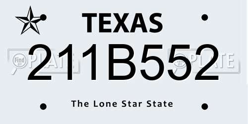 211B552 Texas License Plate