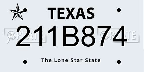 211B874 Texas License Plate