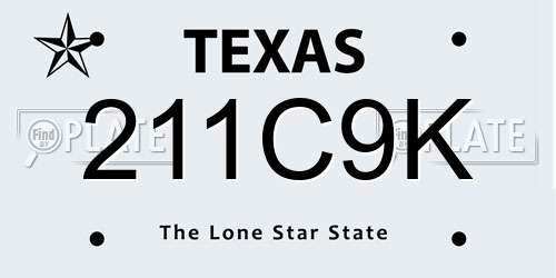 211C9K Texas License Plate