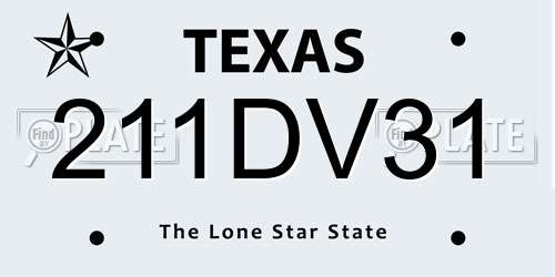 211DV31 Texas License Plate
