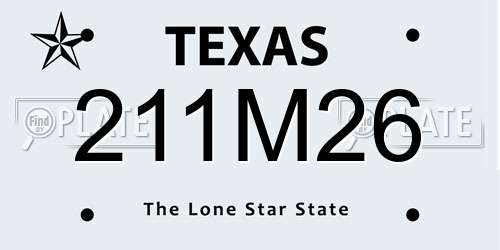 211M26 Texas License Plate
