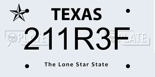 211R3F Texas License Plate