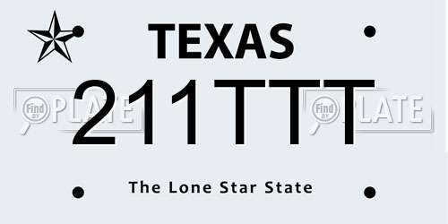 211TTT Texas License Plate