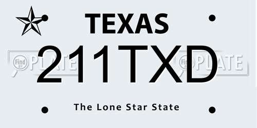211TXD Texas License Plate