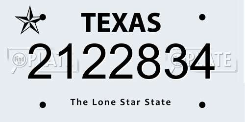 2122834 Texas License Plate