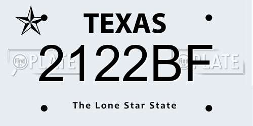 2122BF Texas License Plate