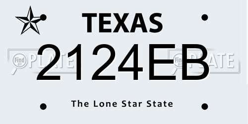 2124EB Texas License Plate