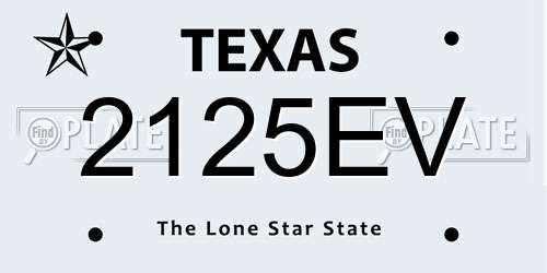 2125EV Texas License Plate
