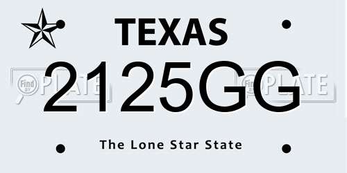 2125GG Texas License Plate