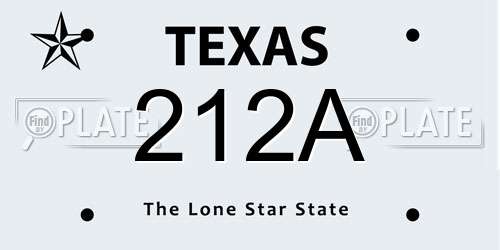 212A Texas License Plate