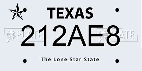 212AE8 Texas License Plate