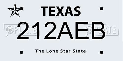 212AEB Texas License Plate