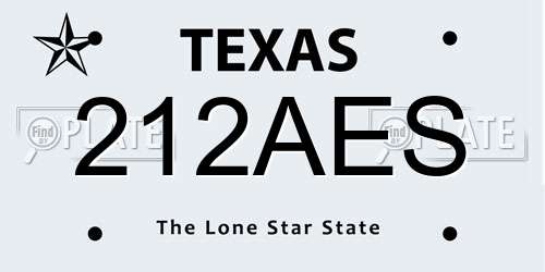 212AES Texas License Plate
