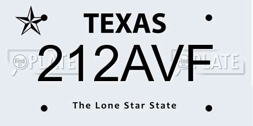 212AVF Texas License Plate