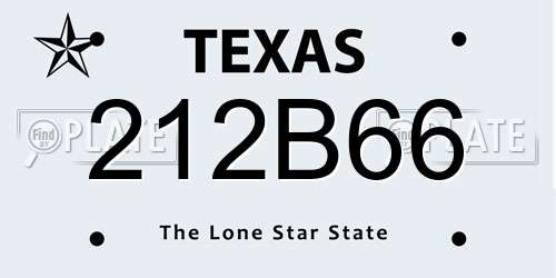 212B66 Texas License Plate