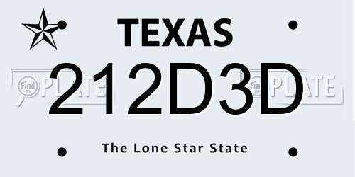 212D3D Texas License Plate