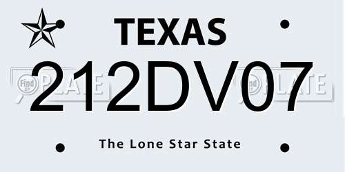 212DV07 Texas License Plate