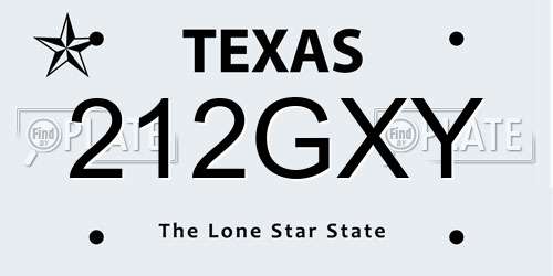 212GXY Texas License Plate