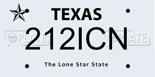 212ICN Texas License Plate