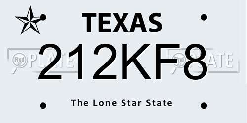 212KF8 Texas License Plate