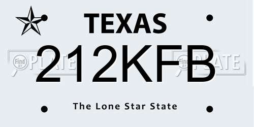 212KFB Texas License Plate