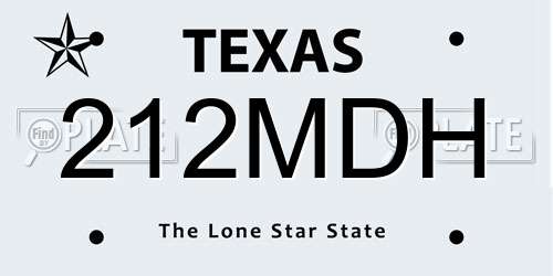 212MDH Texas License Plate