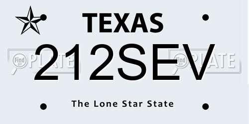 212SEV Texas License Plate