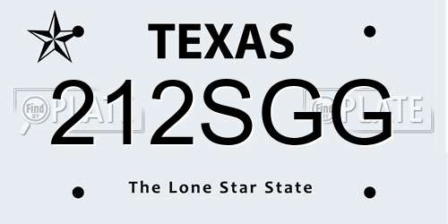 212SGG Texas License Plate