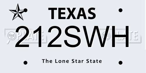 212SWH Texas License Plate