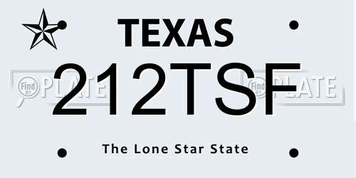 212TSF Texas License Plate