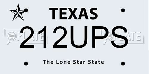 212UPS Texas License Plate