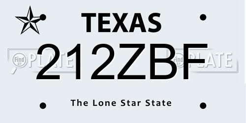 212ZBF Texas License Plate