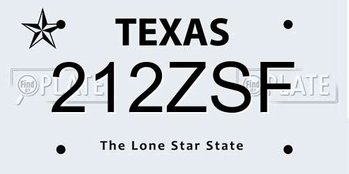 212ZSF Texas License Plate