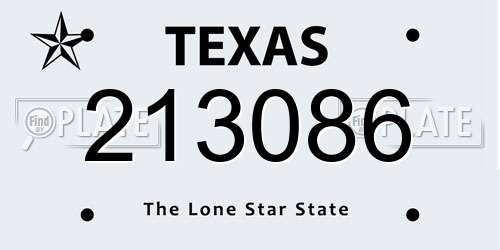213086 Texas License Plate