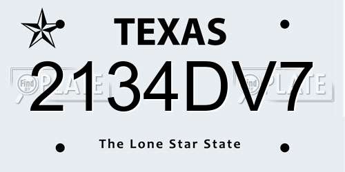 2134DV7 Texas License Plate