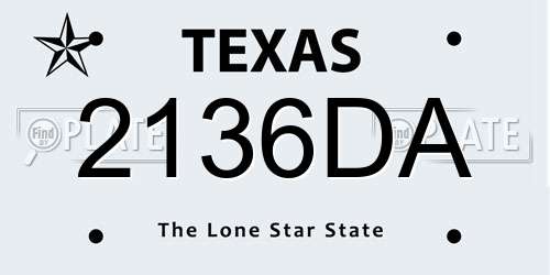 2136DA Texas License Plate